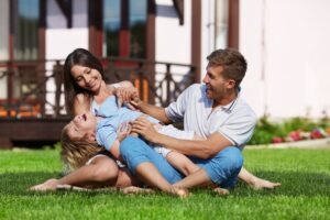 Playing on a lawn